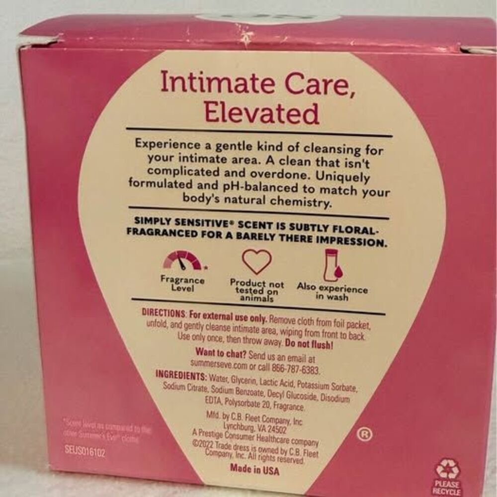 Summer's Eve Simply Sensitive Feminine Wipes 16 Pack Subtly Floral set of 2 - Picture 3 of 3